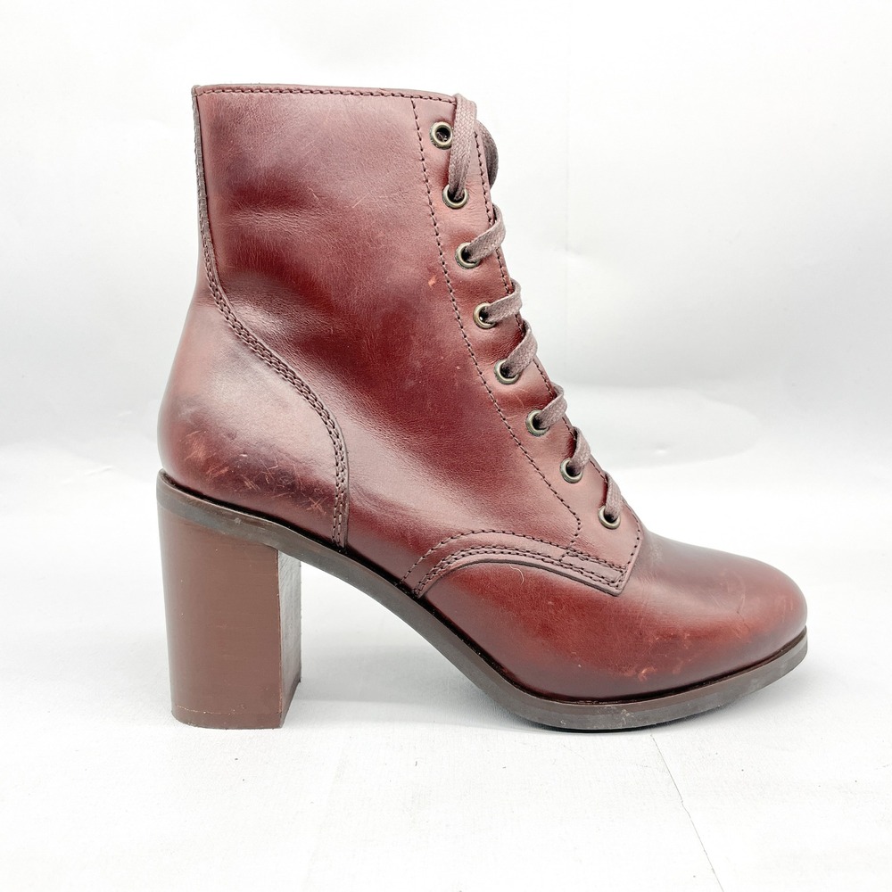 Thursday Boots Co Womens 8 Revel Boots Brown Leather Lace Up Block Heel Retro